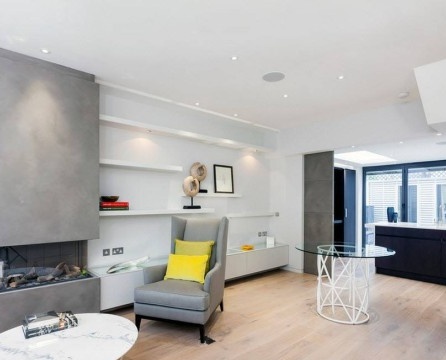 Interior of a modern apartment with an attic