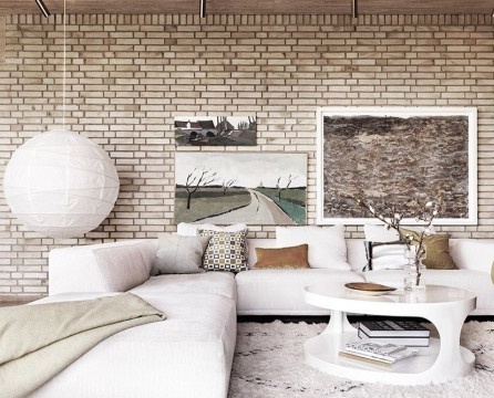 Hvitt interiør i stuen