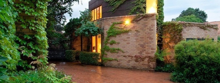 Brick facades of modern private houses
