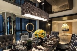 تصميم غرفة الطعام رائعة في شقة سنغافورة