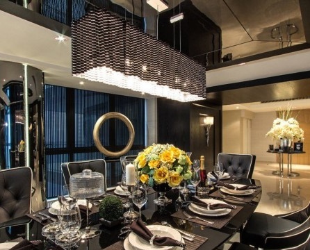 การออกแบบห้องรับประทานอาหารที่สวยงามในอพาร์ทเมนต์สิงคโปร์