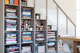 Bookshelves under the stairs