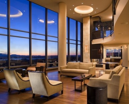 Panoramic windows in a modern interior