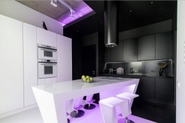 Unusual design project of black and white interior