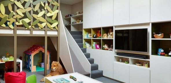Diseño de habitaciones para niños de dos niveles