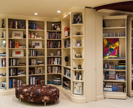 Book racks and cabinets in the interior