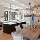 Chandelier in a modern kitchen interior