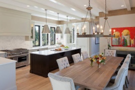 Chandelier in a modern kitchen interior