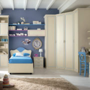 Corner wardrobe in the interior of a modern bedroom