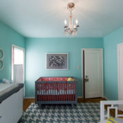 Interior of a children's room with a changing chest
