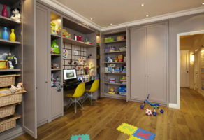 Cabinets for storage in a children's room
