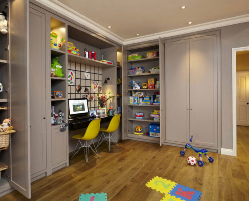 Cabinets for storage in a children's room