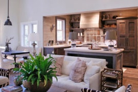 Kuchyň v kombinaci s obývacím pokojem v moderním stylu