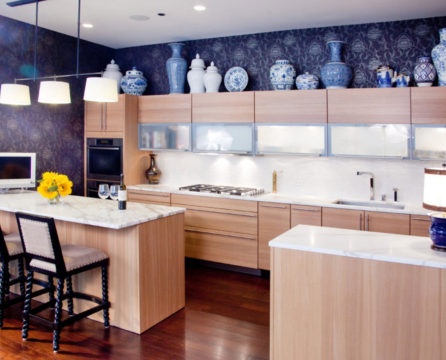 Bright wallpaper for decoration of a modern kitchen