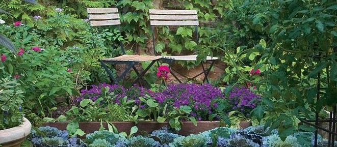Trädgårdsbäddar i en sommarstuga