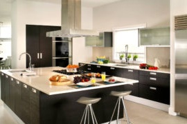 Wenge color in the interior of a modern kitchen