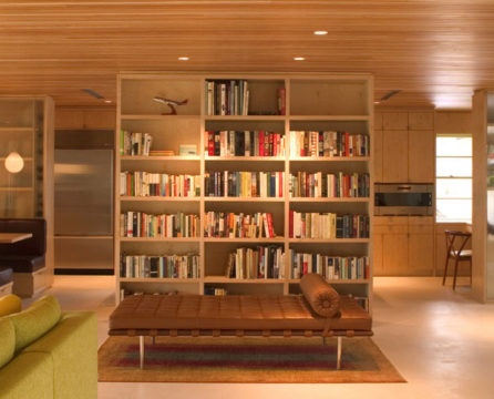 Shelving partition in a modern interior