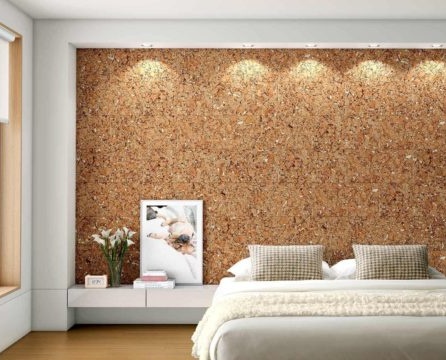 cork wallpaper sa isang marangyang silid-tulugan