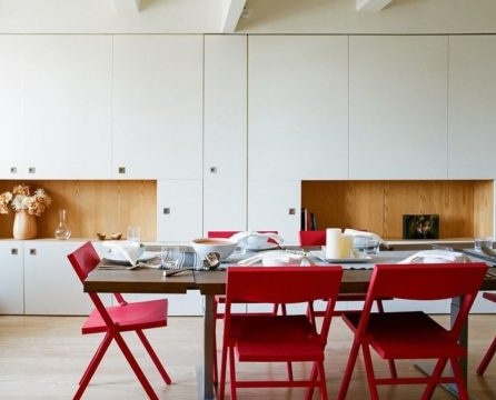 chaises de cuisine pliantes rouges