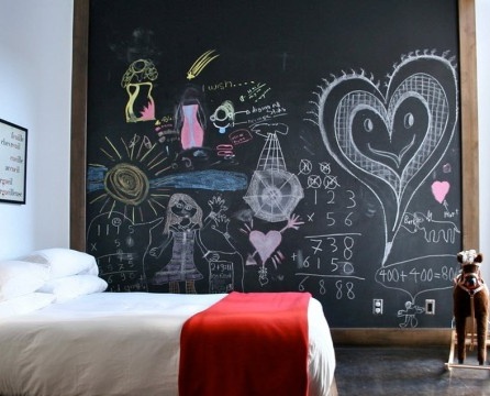 Large chalk board in the bedroom