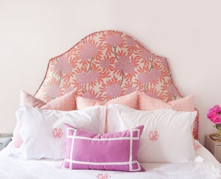 Tissu tête de lit rose imprimé