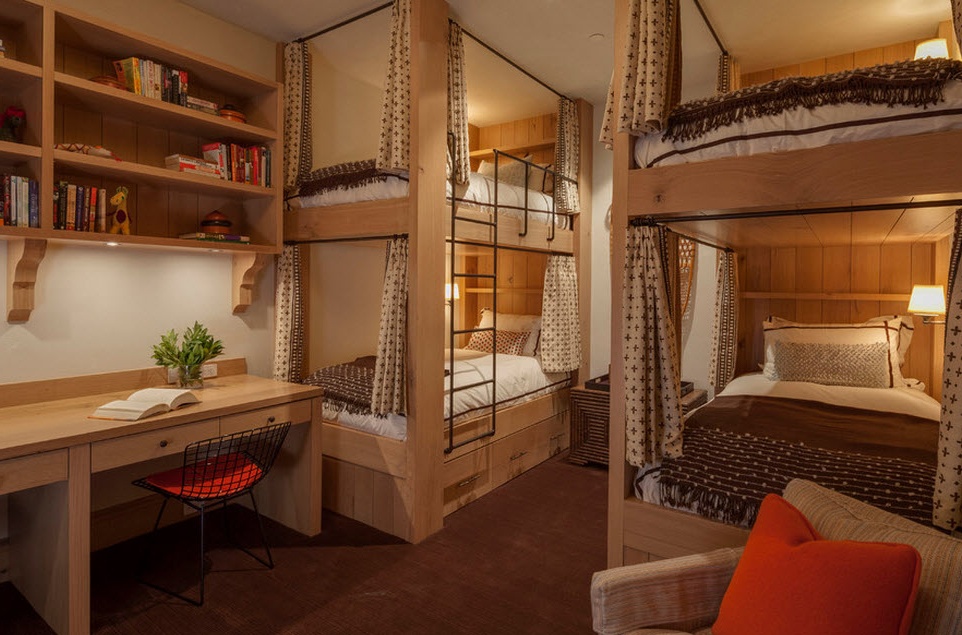 Bunk beds with curtains