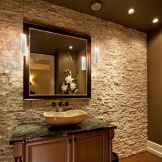Beige artificial stone in the bathroom