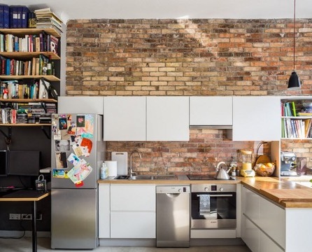 Brick in the interior of the kitchen