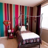 Stripes in the bedroom interior