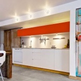 Vivid contrast in the hallway combined with the kitchen