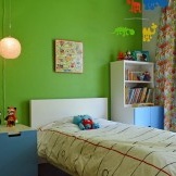 Bright green walls in the nursery