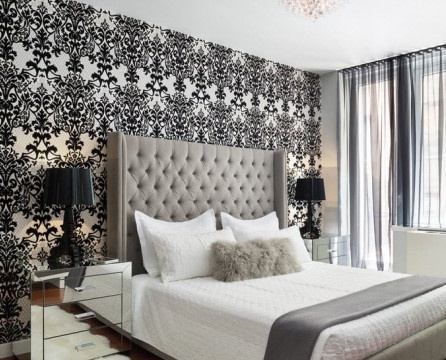 The combination of white and black on the wallpaper