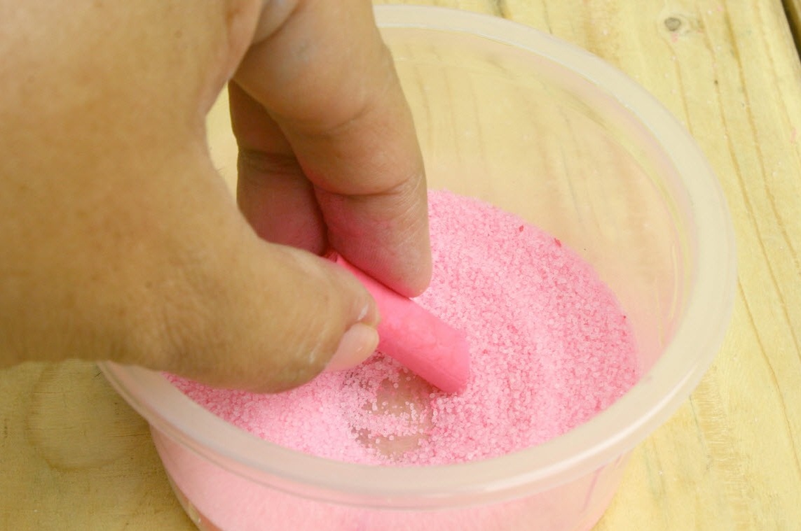 The third stage of the manufacture of colored sand