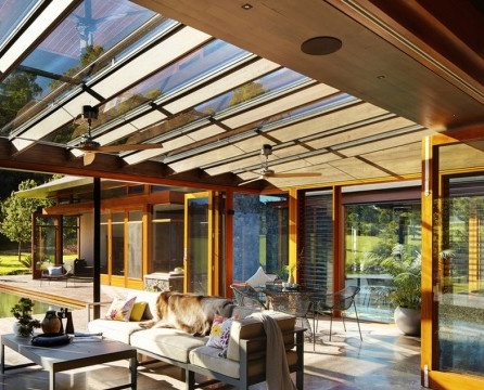 Japanese style porch glass ceiling