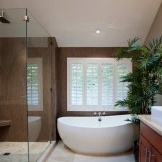 חדר אמבטיה גדול עם צמח חי