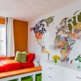 Mapa do mundo colorido no papel de parede da foto