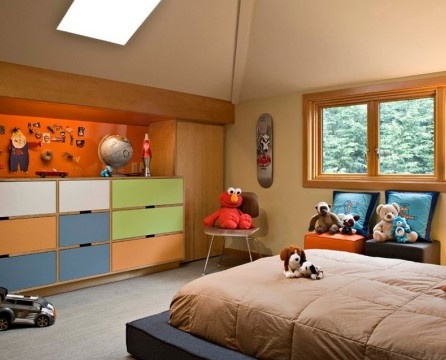 Nursery with colored furniture