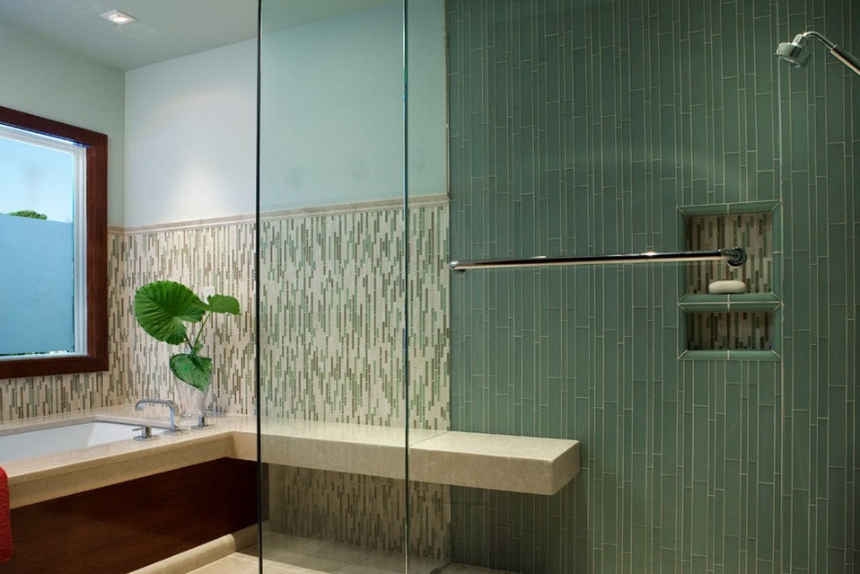 Different types of tiles in one bathroom