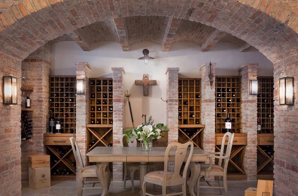 Castle-style home wine cellar