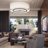 Combination of fireplace and chandelier