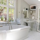 Bathroom with a large window