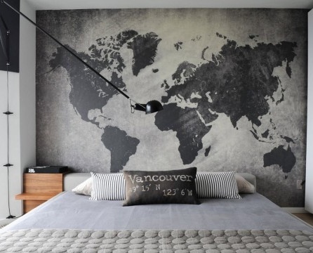 Imitation world map on photo wallpaper