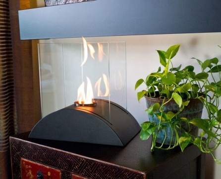 Semicircular fireplace on the dresser