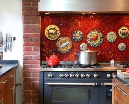 Uvanlig mosaikk til kjøkkenet