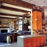 Decorative beams with studio kitchen
