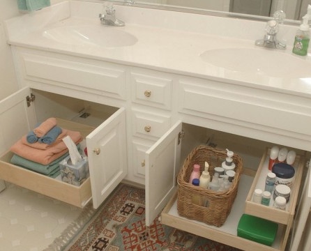 Drawers in a cabinet under the sink