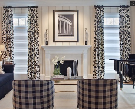 contrast of black with other colors is typical for high-tech curtains