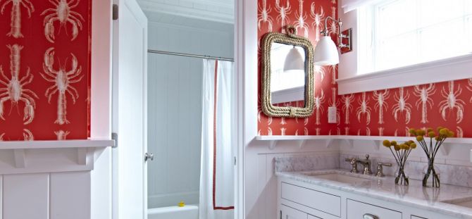 חדר אמבטיה אדום - עיצוב לא לעילוי לב (57 תמונות)