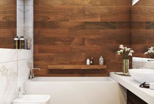 Brun interiørdesign i badeværelset: populære kombinationer (19 fotos)