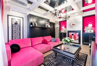 Rózsaszín kanapé: játékos hangulat és kreatív hozzáállás (31 fénykép)